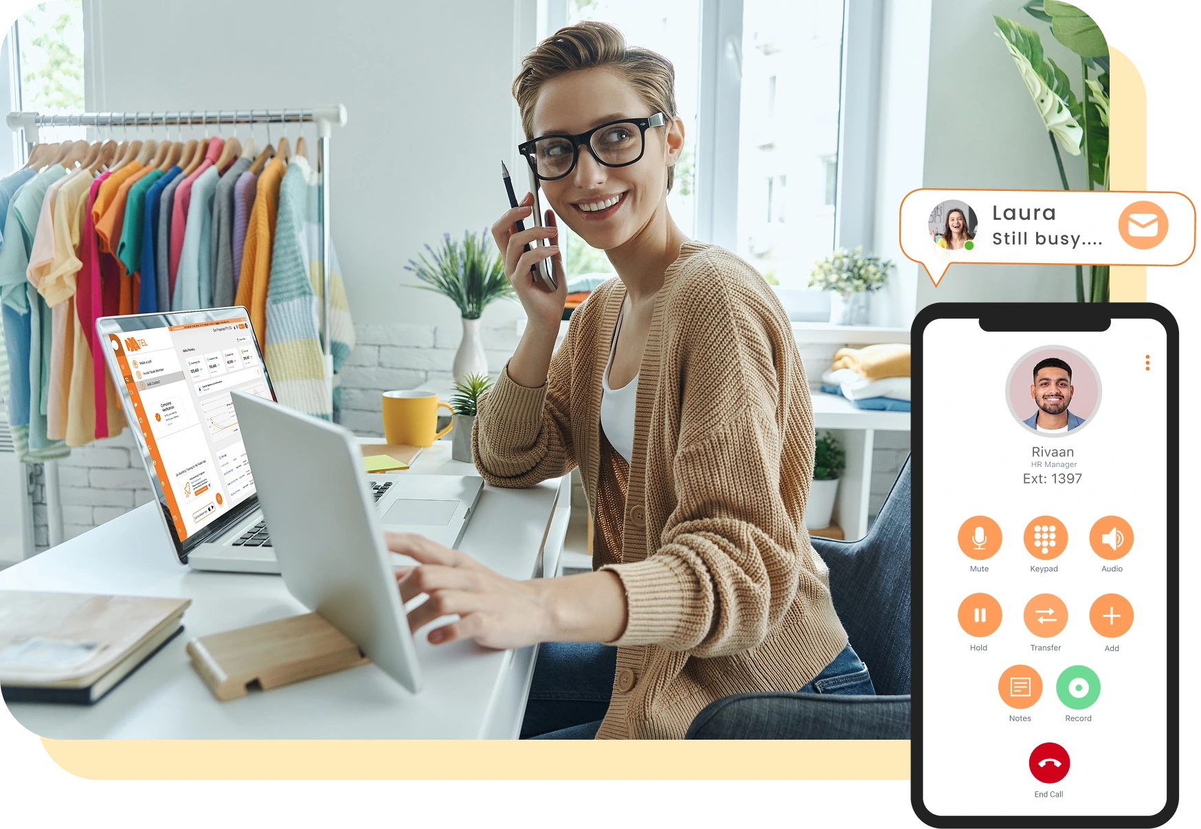 Startup founder preparing pitch with NxaTel business number